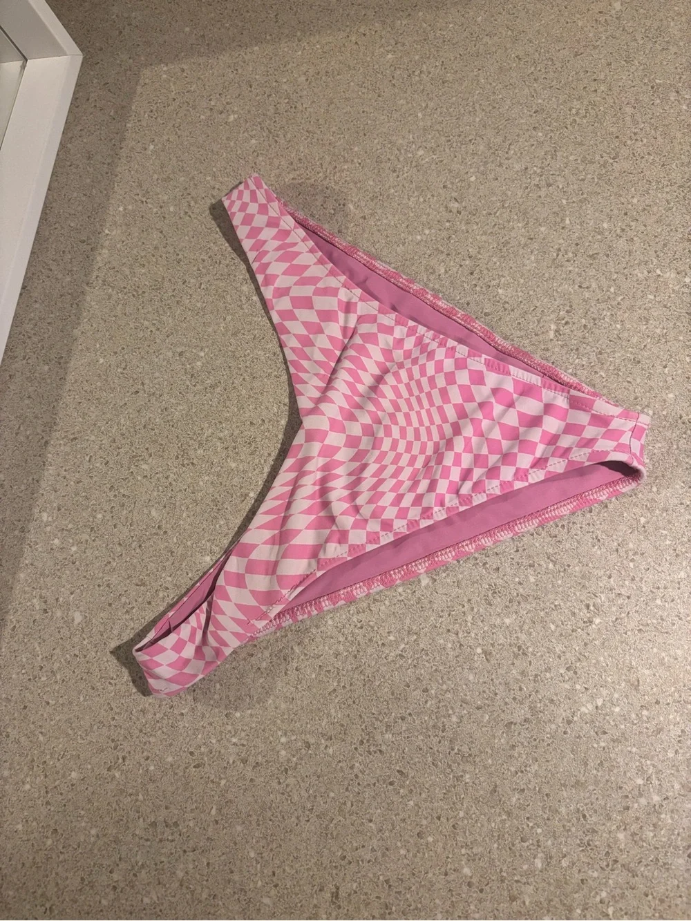 Frankie's Bikinis Pink Checkerboard High-Cut Bikini Bottom